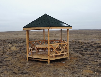 Camping of the "Zhamanshin" crater